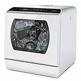 Hermitlux Mini Geschirrspüler, Spülmaschine für 4 Bestecksätze, 5 Liter Wassertank, 6 Programme Mini Tischgeschirrspüler, Perfekt für Wohnungen, Schlafsäle, Camping, Weiß