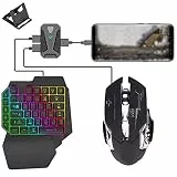 Einhand RGB Gaming Tastatur und Maus Combo, Kabelgebundene Einhand Tastatur und Maus Set mit Adapter Konverter für , für , für , Ergonomisches Gamepad Mix Pro+F6