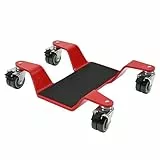 TRUTZHOLM Rangierhilfe für Motorrad mit Hauptständer Tragkraft 450 kg Rangierplatte extra-flach mit 4x Doppenrollen 360° schwenkbar und 4x Feststellbremse Rangierroller 10 mm dicker Stahl in rot