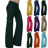 KOG Damen Tshirt Sale Hosen Damen Freizeit Sommerhose Baumwolle Leicht Cargohose Frauen Jogginghosen Lässig Trainingshose Rote Marlenehose Slim Fit Schlupfhose Gutscheine Armeegrün L