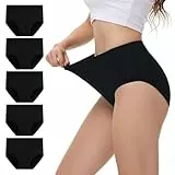 NUOZA Unterhosen Damen Unterwäsche Frauen Bauchweg Baumwolle Slips Damen Hohe Taille Unterhose Sport 5er Pack Shapewear Wochenbett Unterwäsche Schwarz 2XL