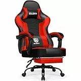 minnouat Gaming Stuhl Ergonomischer mit Fußstütze, Gaming Chair Bürostuhl 150 kg Belastbarkeit, Gamer Stuhl aus Kunstleder, Höhenverstellbarer PC Zockerstuhl für Jugendliche Erwachsene, Rot