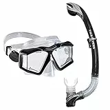 US.Divers Combo SIDEVIEW | Erwachsenes Tauchset, Maske und Schnorchel mit 180° Panoramasicht, UV-Schutz, beschlagfreien Gläsern, Schnorchel mit Ausblasventil, für Männer und Frauen