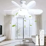 echosari 50CM Deckenventilator mit Beleuchtung und Fernbedienungund, E27 Deckenleuchte mit Ventilator 3-Farbtemperaturen Timer LED Deckenleuchte Ventilator für Schlafzimmer, Wohnzimmer