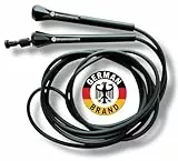 SPORTIVONETIC® Springseil für Erwachsene & Kinder, Damen & Herren-für Fitness, Crossfit, Sport, Boxen und Freizeit - Verstellbare Größe - mit Einstellklammer - Speed Rope, Jump Rope (Schwarz)