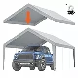 VEVOR Garagenzelt, 3,9 x 6,1 m, Garagendachzelt, Unterstandplane, wasserdicht und UV-geschützt, einfache Installation mit Spanngurten, grau (nur Dachabdeckung, Rahmen Nicht im Lieferumfang enthalten)