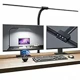 Tnight Doppelkopf Schreibtischlampe Klemmbar,2000lm 25W 80 cm Moderne Schreibtischlampen LED Dimmbar mit Fernbedienungen&USB-Ladeanschluss,156 Leds 10 Farb 10 Helligkeit für Homeoffice, Bürolampe