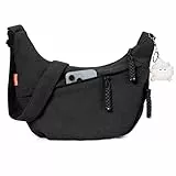 Captain Blues Umhängetasche Damen Crossbody Bag Cord Tasche Halbmond Tasche Damen, Verstellbare Schultertasche mit Reißverschluss und Baumwollfutter, Ideal für Arbeit, Reisen und Uni (Schwarz)