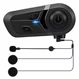Motorrad Bluetooth Headset, Motorradhelm Headset mit Sprachassistent, Helm Headset Kommunikationssystem für Freisprechen Musikanrufsteuerung, HiFi Lautsprecher, Geräuschunterdrückung, IP67 Wasserdicht