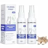 Aomig Beruhigungsspray für Katzen 2Pcs Beruhigendes Pheromon Set mit Stecker Lindert Ängste Stress Problemverhalten Gesichtspheromone für Katzen mit Beruhigender Entspannender Reisen Freien (120ml)