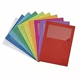 Exacompta 50150E 100er Pack Fenstermappen Super PEFC zertifiziert Karton 160g/m² praktisch und robust für DIN A4 farbig sortiert Dokumentenmappe Einschlagmappe