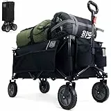 TIMBER RIDGE XXL Bollerwagen Faltbar Transportwagen mit Seitentasche Getränkehalter verstellbarem Griff, Gartenwagen für Alle Gelände, Draussen Camping Einkaufen