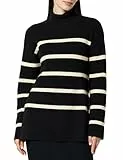 The Drop Pullover für Damen, Camilla Rollkragen mit tief angesetzten Schulternähten, Schwarz/Crème Brulee, S