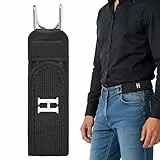 Vicloon Elastischer Gürtel mit Metallhaken, 1 Stück Verstellbarer Gürtel mit Metallhaken Und Klettverschluss, Unisex, ohne Schnalle, Unsichtbarer, bequem, dehnbar (Schwarz)