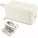 Generisch Federmäppchen Mäppchen Federmappe Federtasche Mäppchen Mädchen - Beige Federmäppchen Cord Mit 3 Fächern, GroßE KapazitäT für Schule Uni Büro