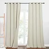 PONY DANCE Dreilagige Blickdichte Vorhänge Schallschutz Vorhang mit Abnehmbarem Filzfutter 2er Set H 240 x B 132 cm Abdunkelnde Gardinen mit Ösen Thermovorhänge Hitzeschutz, Hellbeige