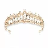 KIUEZIR Goldene Prinzessin Krone für Damen - Gold Legierungsmaterial & Funkelnden Kristall Strasssteinen Design, Hochzeit Kopfschmück für Braut, Halloween Prinzessin & Königin Kostüme