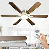 Airwit 132cm Groß Deckenventilator mit Beleuchtung Doppelseitige Flügeln, Leise Deckenventilator mit Licht, Fernbedienung und Umkehrbar DC Motor für Schlafzimmer Wohnzimmer