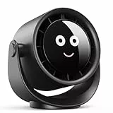 Fitabok USB Ventilator, Kleiner Tischventilator mit 5 Geschwindigkeiten, LED Display, 360° Drehung Ventilatoren, 4000mAh Akku, Starker Luftstrom, Mini Wiederaufladbar Fans für Haus Schlafzimme Büro