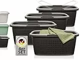 Hausfelder Wäschekorb stapelbar 35L, 4er Set, 58x37x25cm, Anthrazit-Schwarz