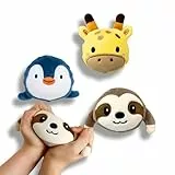 alldoro 68748 Plüsch Anti-Stress Ball 3er Set, kuschelige Stressbälle mit Tiermotiven, Ø 6 cm, Fidgetspielzeug für Kinder ab 3 Jahren
