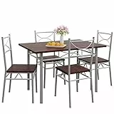 Casaria® Esstisch mit 4 Stühlen Holz 5-TLG Set Metall 110x70cm Industrial Esszimmer Küche Stühle Tisch Möbel Essgruppe Sitzgruppe Paul Eiche Dunkel