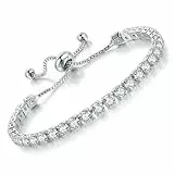 Apocalyptic-K Zirkonia Armband für Frauen, Tennisarmband Sparkle Verstellbares Armband Damenarmband Geschenk für festliche Tage (weiß Zirkonia，weiß, 4MM)