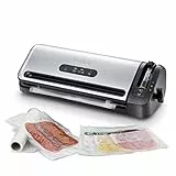 FoodSaver Vakuumiergerät mit Schneidevorrichtung und Rollenaufbewahrung | mit Handheld-Vakuumierer & Marinierfunktion | Enthält sortierte Vakuumbeutel [FFS017X], FFS017X-01, Silber