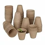 Relaxdays Anzuchttöpfe im 120er Set, biologisch abbaubar, Zellulose, HxD: 7,5 x 8 cm, runde Anzuchtgefäße, klein, natur