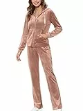 MessBebe Trainingsanzug Damen Hausanzug Set Jogginganzug Velours Sportanzug Freizeitanzug 2 Teilig Kapuzenjacke Langarm Zipper Lange Sporthose für Frühling