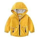 Volunboy Baby Kapuzen Jackets, Jungen Langarm Winddicht Mantel Cartoon Aufdruck Jacken(4-5 Jahre,Gelb,Größe 120)