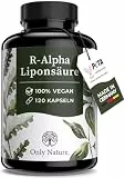 Only Nature® R Alpha Liponsäure 300mg - hochdosiert - 120 laborgeprüfte Kapseln - vegan - ohne Zusätze - in Deutschland produziert - R-Alpha-Liponsäure