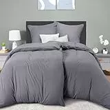 Utopia Bedding Bettwäsche 135x200 4teilig - Mikrofaser 2 Bettbezug 135x200 cm + 2 Kissenbezüge 80x80 cm - Grau