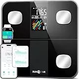 RunSTAR Körperfettwaage Digitale, Personenwaage mit hoher Genauigkeit großem Display für BMI, Herzfrequenz und Analyse von 15 Körperwerte, synchronisierbar mit Fitness-App, Tragfähigkeit bis zu 180kg