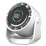 Rintea Tischventilator Wiederaufladbar,100 Geschwindigkeiten mit Memory Funktion, LED Anzeige, Leise 35db,115° Drehbar,Aufhängbar, für Schlafzimmer Büro Küche Camping [weiß]