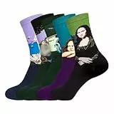 Chalier Cozy 5 Paar Lustige Kunst Socken Damen Baumwolle Bunte Gemusterte Socken Geschenk für Frauen Einheitsgröße Grün2