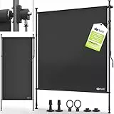 tillvex® Klemmmarkise Senkrechtmarkise 200x310cm Anthrazit mit Handkurbel ohne Bohren | Sichtschutz Ausziehbar & Blickdicht | Vertikalmarkise Balkon Terrasse Garten | Sichtschutzrollo Wetterfest