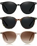 Arjien Retro Polarisierte Sonnenbrille für Damen Herren UV400 Schutz Ultraleicht TR90 Rahmen Runde Sonnenbrille für Frauen Männer (3 Stück Schildkröten Schwarz + Schwarz + Braun)