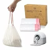 HHOLOVE Selbstreinigende Katzentoilette Müllsack, Katzentoilettenbeutel mit Zugbändern, 3 Rollen, 60 Stück