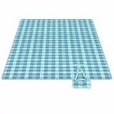SONGMICS Picknickdecke, 300 x 200 cm, mit 4 Erdankern, groß, Campingdecke, für Park, Garten, Strand, wasserdicht, faltbar, grün-blau GCM012Q03
