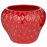 BUTLERS Blumentopf 17 cm Steinzeug - Strawberry - Pflanzentopf für Blühpflanzen, Sukkulenten | Blumenübertopf Dekoration Fensterbank, Balkon in Erdbeerform