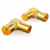 SEBSON Antenne Winkel Adapter Set 90° Grad - 2x Koax Stecker (IEC) auf Koax Buchse (IEC) - Antennenkabel Adapter für Kabelfernsehen, Radio, Receiver