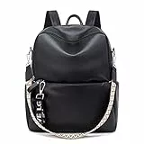 Suweir Rucksack Damen Klein - 2 in 1 Rucksacktasche Leder PU Schultertasche Schulrucksack Wasserdicht Lederrucksack Anti Diebstahl Tagesrucksack für Reisen, Arbeit, Schule (Schwarz)