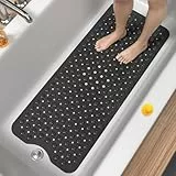 HITSLAM Badewannenmatte rutschfest, 101 x 40cm Extra Lange Antirutschmatte Badewanne, Duschmatte rutschfest BPA Frei, Schimmelresistent & Maschinenwaschbar Badematte, Schwarz