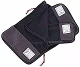 TROIKA Reise-Kompressionstaschen Set BUSINESS PACKING CUBES Packwürfel-Set 3 Packtaschen mit Reißverschluss und zusätzlichem Kompressionsreißverschluss geordnetes & knitterfreies Packen