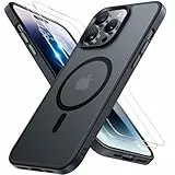 Miracase für iPhone 14 Pro Hülle für Magsafe[mit 2 Panzerglas][TOP Militärschutz & Magnetkraft] Stoßfest Kratzfest Samtige Haptik Dünn Handyhülle für iPhone 14 Pro 6,1 Zoll, Matt-Schwarz