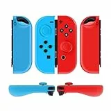 TNP Switch Joy Con Hülle für Nintendo Switch Joy Con Controller, Silikon Grip Skin Cover Case für Joycon Controller, Silikonhülle/Schutzhülle mit Joystick Kappen, Spielzubehör, 2er-set, rot/blau