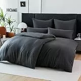 Soifox Winter Thermo Fleece Bettwäsche 135x200 4teilig Anthrazit, Flauschige und Warme Cashmere Touch Bettbezug + Kissenbezug 2er Set 80x80 cm mit Reißverschluss