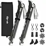 Glymnis Wanderstöcke Trekkingstöcke Walking Stöcke 7075 Aluminium Wanderstock verstellbar 110-130cm und Klemmverschluss mit 4 Paar Gummipuffers für Trekking Wandern (Milchiges Weiß)