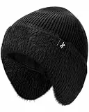 HAMUNI Winter Fleece-Beanie mit Ohrenschützern,Warme Winddichte Strickmütze für Damen & Herren, Ideal für Skifahren, Wandern & Outdoor-Aktivitäten